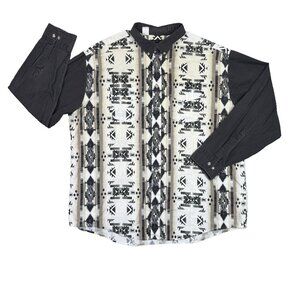 High Noon Western Shirt Mens 2XL Aztec Beige Gray Long Sleeve Vintage Button Up